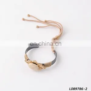 Suede Leather Open Cuff Stone Bracelet thumbnail-1
