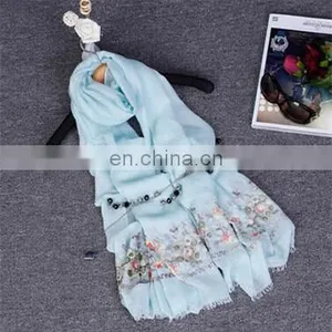 2017 New Spring Flowers Two Cotton Scarf Silk Wholesale Dual-use Sunscreen Amazing Beach thumbnail-2