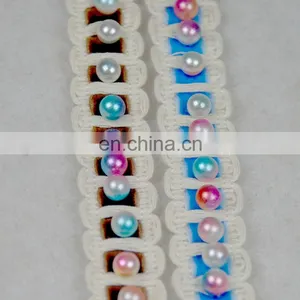 2018 New Arrival Beaded Rainbow Pearl Velvet Trim Designs for Dresses thumbnail-2