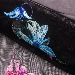 3d Ribbon Colour Lace Mesh Net Custom Embroidery Machine Fabric thumbnail-1