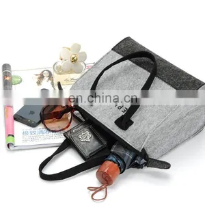 Felt Handbag Custom Your Own Logo Packaging White Brown Kraft Gift Craft Paper Bag With Ribbon Handles Printed Shopping Bags thumbnail-2