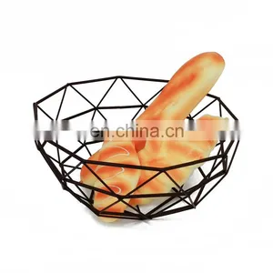 Home Modern Kitchen Basket Round Iron Wire Storage Food Organization Holder Metal Fruit Mesh Basket thumbnail-4