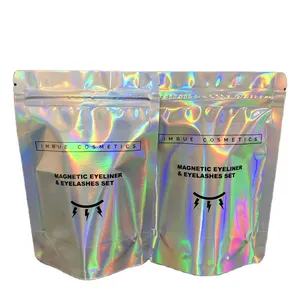 Custom Logo Printing Zipper Mylar Packaging Hologram Laser Holographic Stand Up Zip Pouch Bag Heat Seal Foil Candy Bags thumbnail-1