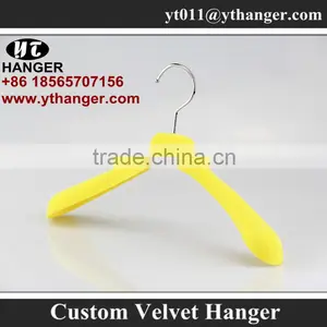 IMY-324 Yellow Velvet Colored Hanger for Kids Velvet Cute Hanger thumbnail-1