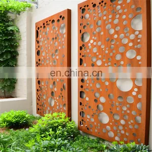 Laser Cut Decorative Outdoor Garden Privacy Custom Art Metal Screens Panels Corten Rusted Fdecorative Steel Garden Metal Screen thumbnail-2