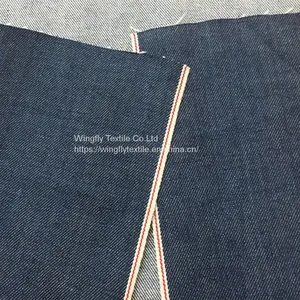 13oz Natural Indigo Dyed Warp Weft White Salvage Denim Fabric W621070-1 thumbnail-1