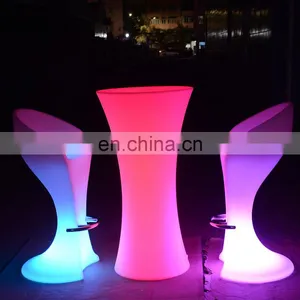 Chinese Restaurant Tables and Chairs /Led PE Light Up Chair for Restaurant Discotheque Pub Used Glowing Bar Table thumbnail-1