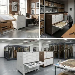 A1 Size Blueprint Storage Cabinet for Tech Parks, Stackable Cold Rolled Steel Flat File, KD Structure for Bulk B2B Wholesale-OEM/ODM Supported thumbnail-5