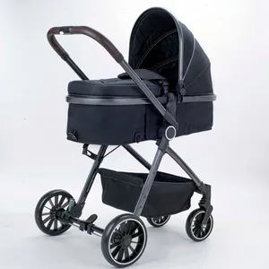3 in 1 Linen Baby Car Seat Stroller Foldable Traveling System With Big Adjustable Carrycot thumbnail-3