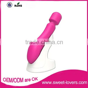 2016 Newest Full Silicone Surface USB Magnet Charging Wireless Rotation Vibrator, Best Sex Toy Magic Wand Massager on Sale thumbnail-1