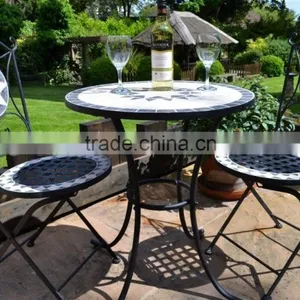 Mosaic Bistro Table With Two Folding Chairs Set thumbnail-4