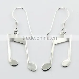Sterling Silver Music Notes Swinging Dangle Earrings thumbnail-1