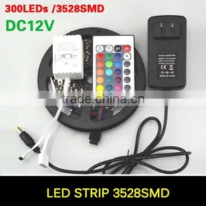 RGB LED Strip 5M 300Led 3528 SMD Fleible Light Led Tape Ribbon + 12V 2A Power Supply Adapter Home Decoration LED Lamps thumbnail-1