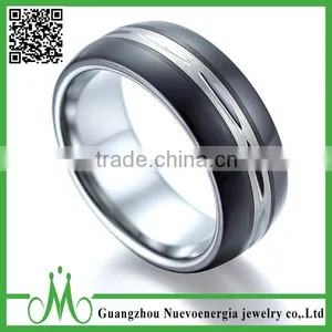 High Quality Engagement Black Inlay Wedding Ring Hot Selling Mens Tungsten Ring Design thumbnail-6
