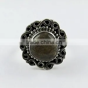 Artisan Oxidized Labradorite Ring, Silver Jewelry India, Oxidized Silver Jewelry thumbnail-6