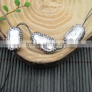 LFD-008B New Druzy Pearl & Rhinestone Connectors Spacer Beads Jewelry For Making Necklace thumbnail-3