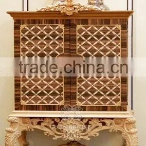 European Style Classic Dining Room Set Solid Wood Dining Table and Antique Wine Cabinet thumbnail-3