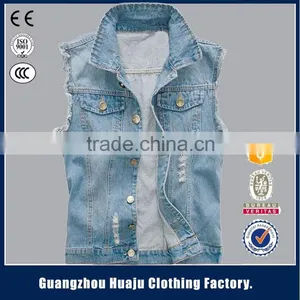 Hot Sell High Quality Fashion Young Men Casual Waistcoats Denim Vest For Men thumbnail-1