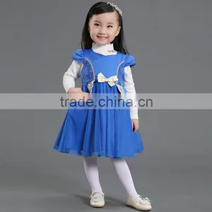 Wholesale Fashion New Design Embroidery Royal Blue Party Children Frocks Designs thumbnail-1