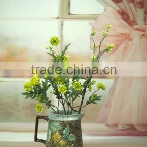 Ceramic Handle Vase With Flower Design thumbnail-1