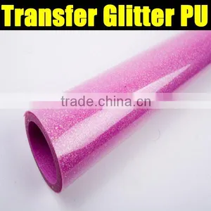 PU Pink Color Glitter Heat Transfer Vinyl for Clothing Factory thumbnail-1