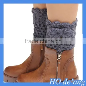 HOGIFT Knitting Flowers Boot Cuffs,Handmade Lace Boot Toppers thumbnail-1