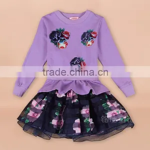 NEW!China Supplier Wholesale Girl Dress Cotton Long Glass Strass Dress thumbnail-4