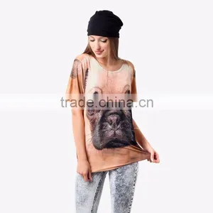 Top Selling Low MOQ Custom Wholesale Fashion Plus Size Pug Printed T-shirt for Ladies Fashion Wear Quality Choice thumbnail-5
