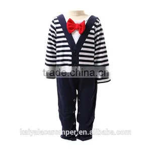 2016 Newborn Baby Cotton Bodysuit Kid Boys Clothing Baby Romper With Bowtie thumbnail-1