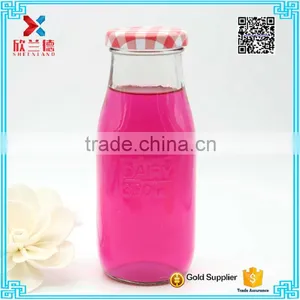 Empty French Square Clelar Glass Milk Bottles With Screw Cap 320ml thumbnail-1