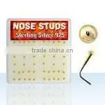 925 Sterling Silver Gold Nose Jewelry Without Crystals thumbnail-1