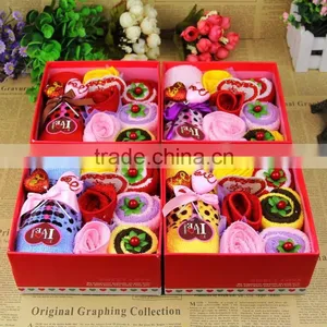 2016 Promotional Wholesale Cake Towel Gifts With Rose Flower Shape Towel for Wedding thumbnail-1