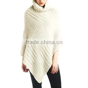 Winter Skies Black Turtleneck Poncho Sweater thumbnail-1