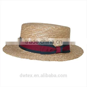 Wholesale Elastic Band Customaize 2 Inch Brim Straw Boater Hat thumbnail-1