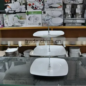 Porcelain Dinner Plates 3 Layers Porcelain Cake Set Different Shapes Cake Set With Metal Stand thumbnail-2
