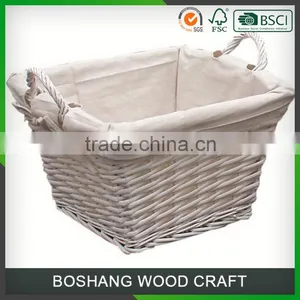 Classic White Fabric Wicker Muffins Food Basket thumbnail-3
