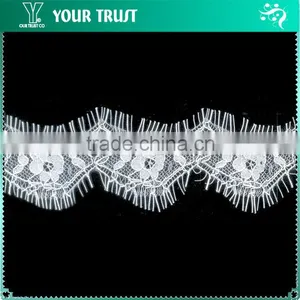 Width 13.3 Centimeter White Chantilly Eyelash Woven Swiss Trim French Lace thumbnail-2