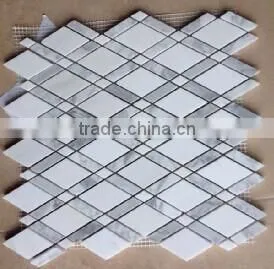 American Standard Good Quality Rhombus Shaped White Marble Mosaic Tiles thumbnail-1