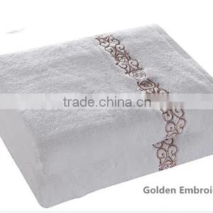 Egyptian Cotton Wholesale Factory Price White Hotel Embroidery Bath Towels thumbnail-2
