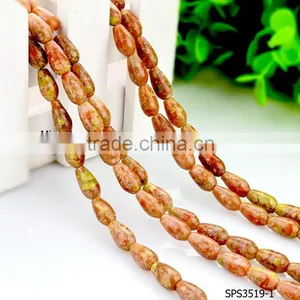 2016 New Fashion DIY Waterdrop Light Yellow String Agate Beads for Necklace Making thumbnail-2