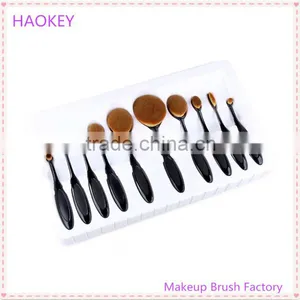 10PC/Set Pro Toothbrush Shaped Eyebrow Foundation Power Face Eyeliner Lip Oval Cream Puff Brushes Makeup Beauty Tools Set thumbnail-2