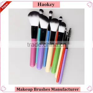 2016 New and Popular Colorful Handle 10pcs Nylon Hair Travel Kit Makeup Brush Set thumbnail-2