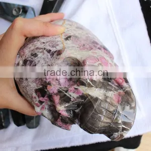 Hand Carving Crystal Plum Blossom Tourmaline Skull thumbnail-4