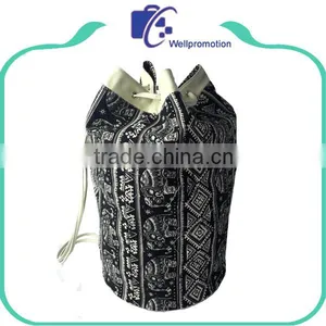 Ethnic Style 12oz Canvas Drawstring Round Backpack thumbnail-1