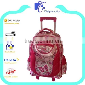 Children Satin Girls School Bag With Trolley thumbnail-1