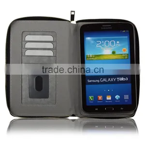 C&T Genuine Leather Wallet Card Cover Tablet Zipper Bag Case for Samsung Galaxy Tab 3 P3200/P3210 7 Inch thumbnail-4