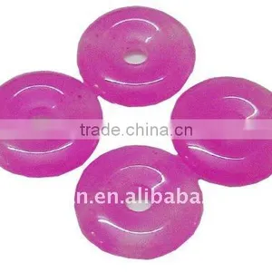 50mm Pink Quartzite Gemstone Donut Semiprecious Pendant thumbnail-1