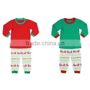 Wholesale Boys Girls Red/green Blank Shirt Pajamas Little Deer Printed Pajamas Boutique Children Clothing Christmas Pajamas Kids thumbnail-1