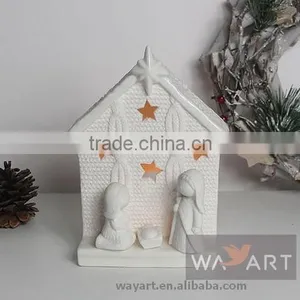 Ceramic Series Christmas Nativity Manger House Candle Holders thumbnail-1