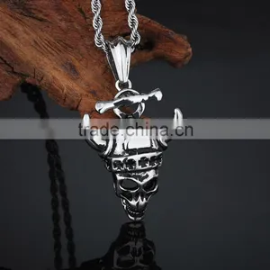 Stainless Steel Casting Unique Skull Style Horn Pendant thumbnail-1